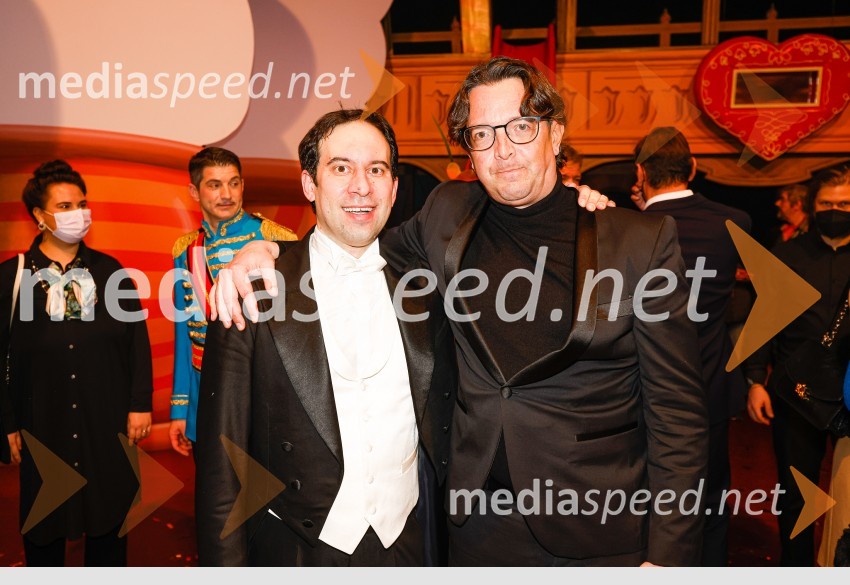  Simon Krečič, umetniški direktor Opere SNG Maribor;  Marko  Hribernik, dirigent, umetniški direktor opereLjubezenski napoj, premiera opere