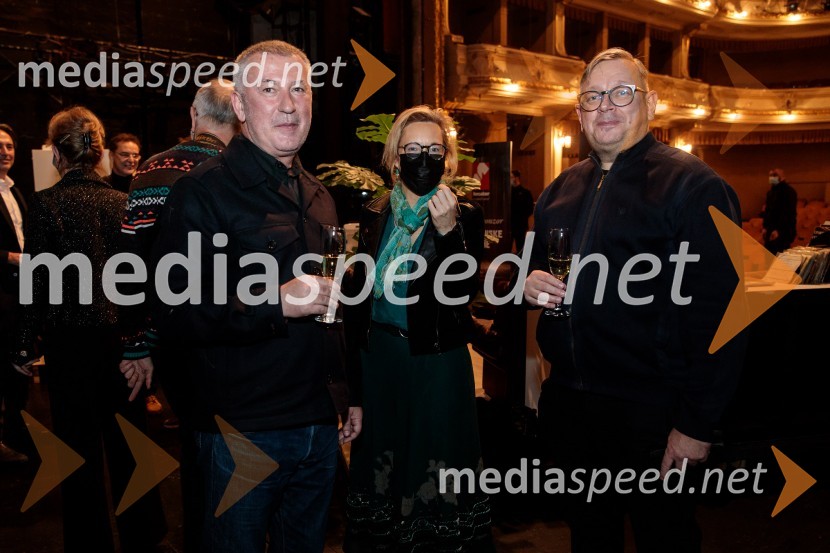  Ivica Buljan, režiser;  Florence  Ferrari, francoska veleposlanica v Sloveniji;  Robert Waltl, direktor, Mini teaterParty, premiera v SNG Drama Ljubljana