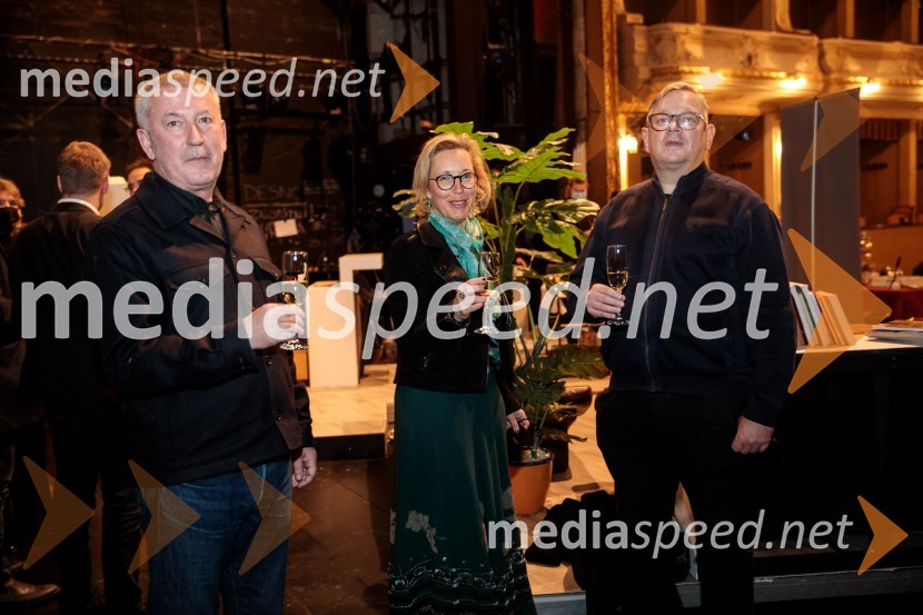  Ivica Buljan, režiser;  Florence  Ferrari, francoska veleposlanica v Sloveniji;  Robert Waltl, direktor, Mini teaterParty, premiera v SNG Drama Ljubljana