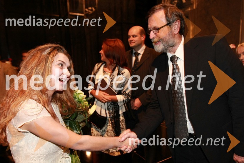 Lana Kos, sopranistka in prof. dr. Ivan Rozman, rektor Univerze v MariboruLa Traviata, premiera opere v SNG Maribor