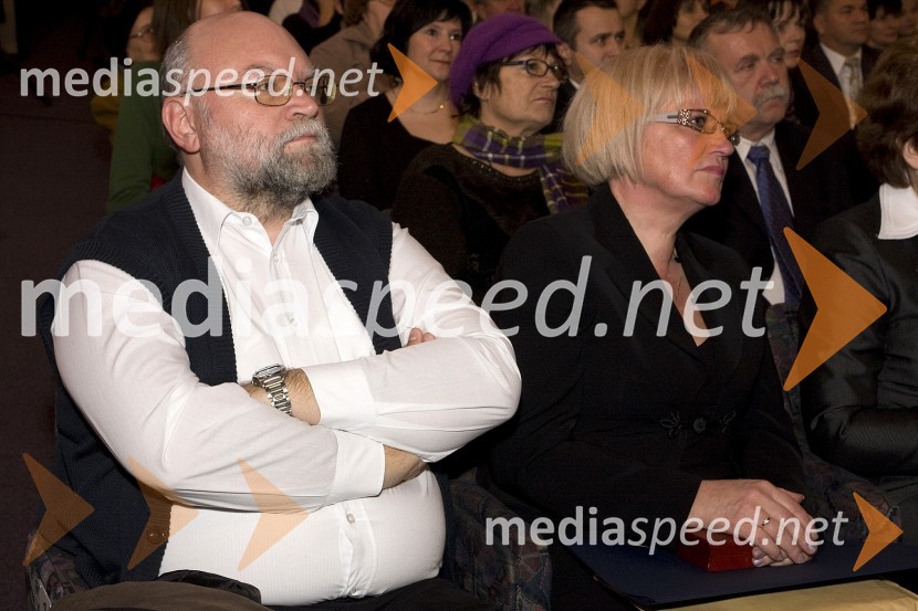 Marko Kočar, humorist na Radiu Murski val in Irma Benko, direktorica Podjetja za informiranje, Murska Sobota50 let Radia Murski val