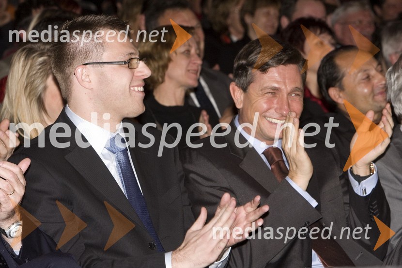 Dejan Fujs, direktor Radia Murski val in Borut Pahor, predsednik vlade RS50 let Radia Murski val