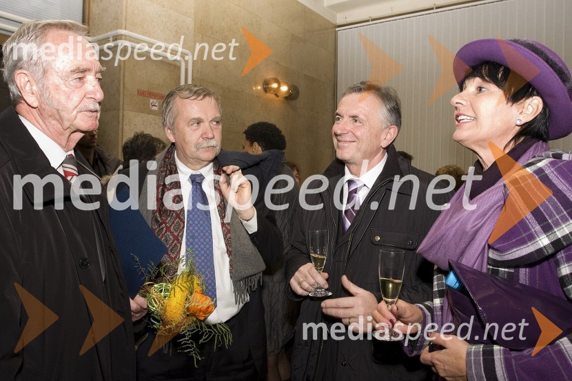 Drago Beloglavec, prvi odgovorni urednik na Radiu Murski val, Marjan Šiftar, nekdanji veleposlanik RS v Makedoniji, Rudi Horvat, mestni svetnik občine Murska Sobota in Silva Vrbnjak, moderatorka na radiu Maxi50 let Radia Murski val