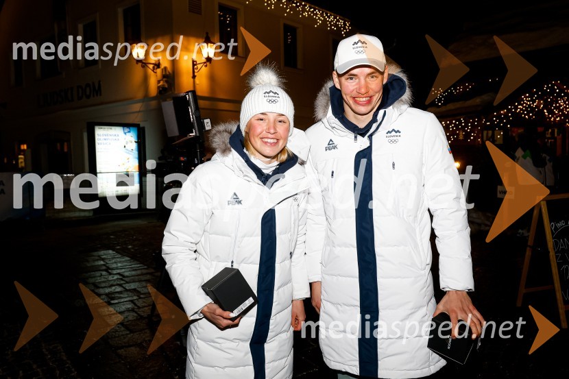  Anamarija Lampič, smučarska tekačica, Slovenija;  Janez Lampič ml., smučarski tekačSprejem olimpijcev  v Kranjski Gori