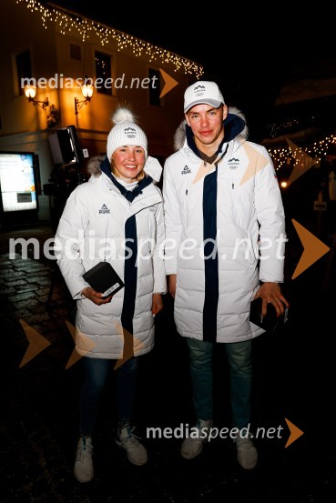  Anamarija Lampič, smučarska tekačica, Slovenija;  Janez Lampič ml., smučarski tekačSprejem olimpijcev  v Kranjski Gori