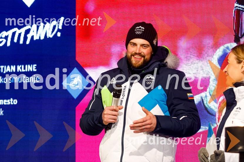 Boštjan Kline, smučarSprejem olimpijcev  v Kranjski Gori