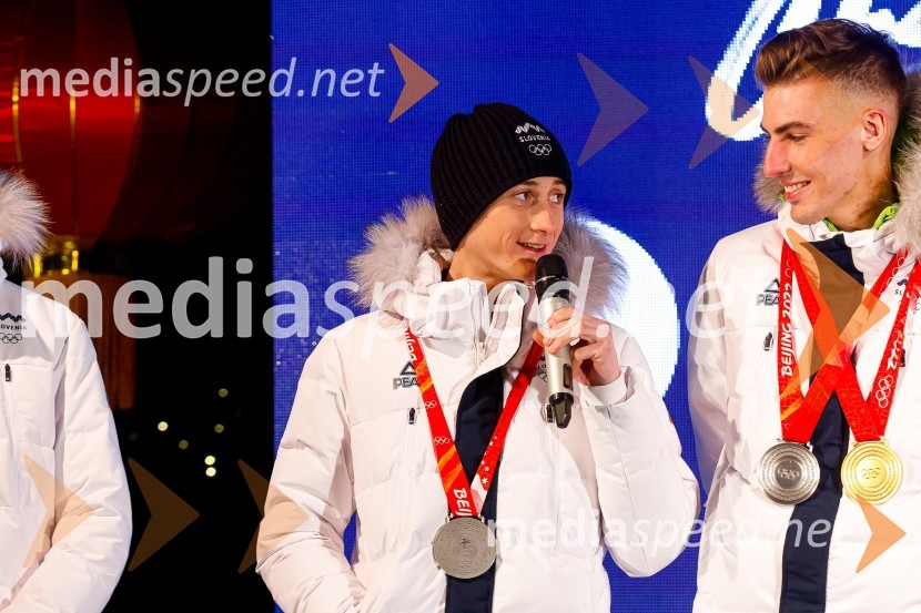  Cene Prevc, smučarski skakalec;  Timi Zajc, smučarski skakalecSprejem olimpijcev  v Kranjski Gori