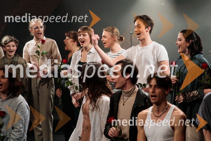  Ronja Martina Usenik;  Leon Kokošar;  Aja Markovič;  ... ;  Jure Šimonka, igralec;  Hana KunšičSvoje usode krojači, premiera avtorskega projekta, Slovensko mladinsko gledališče Ljubljana