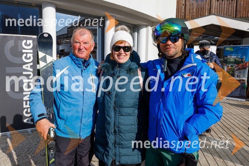  Daniel  Rampre, pevec;  Andreja  Čamernik, pevka;  Aleš Bartol, glasbenik, Mambo KingsVIP smučanje z znanimi Slovenci