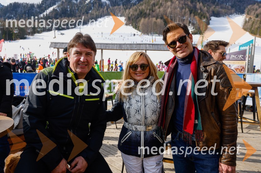  Frenk Derenda, glasbenik;  Nuša Derenda, pevka;  Jurij Batagelj, plesalecVIP smučanje z znanimi Slovenci