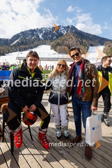  Frenk Derenda, glasbenik;  Nuša Derenda, pevka;  Jurij Batagelj, plesalecVIP smučanje z znanimi Slovenci