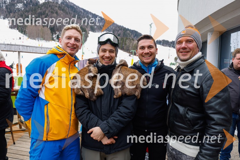  Blaž Gec, Zvita feltna;  Bojan Cvjetićanin, Joker Out;  Matic Leban, Zvita feltna;  Gregor Zalokar, TrickyDisco! PiArtVIP smučanje z znanimi Slovenci