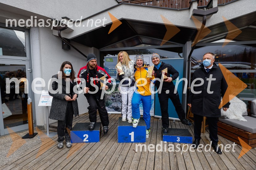 dr. Simona Kustec, ministrica za izobraževanje, znanost in šport;  Matjaž Ravnikar, skupina Flirrt;  Nuša Derenda, pevka;  Blaž Gec, Zvita feltna;  Matic Leban, Zvita feltna;  Zdravko Počivalšek, minister za gospodarski razvoj in tehnologijoVIP smučanje z znanimi Slovenci