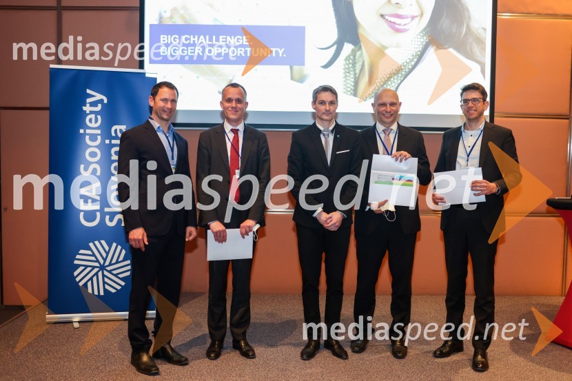 dr. Primož Dolenc, Banka Slovenije;  Oliver P. Müller, CFA, CAIA, FRM, CFA Society Switzerland;  Bojan Ivanc, CFA, CAIA, član upravnega odbora društva CFA Slovenija in glavni ekonomist Analitike GZS, lokalni koordinator CFA Research Challenge 2022;  Kruno Abramovič, CFA, podpredsednik društva CFA Society Slovenia in predsednik uprave NLB Skladi;  Gorazd Belavič, CFA, Triglav SkladiCFA Institute Research Challenge 2022