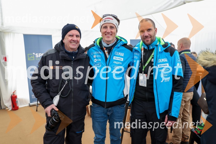  Srečko Medven, generalni sekretar pokala Vitranc;  Štefan Hadalin, smučar;  Uroš Zupan, direktor Smučarske zveze Slovenije 61. Pokal Vitranc, veleslalom sobota