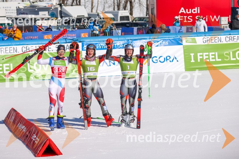  Marco Odermatt, smučar;  Lucas Braathen, smučar (Norveška);  Henrik Kristoffersen, smučar (Norveška)61. Pokal Vitranc, veleslalom sobota