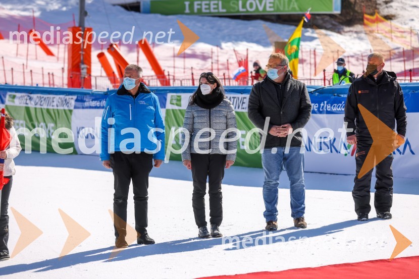  Zdravko Počivalšek, minister za gospodarski razvoj in tehnologijo; dr. Simona Kustec, ministrica za izobraževanje, znanost in šport;  Janez Hrovat, župan občine Kranjska Gora;  Gregor Benedik, predsednik organizacijskega komiteja Pokala Vitranc61. Pokal Vitranc, veleslalom sobota