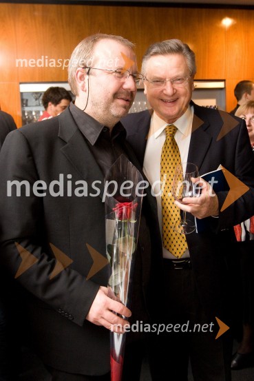 Stanislav Moša, (češki) režiser predstave in Dušan Mlakar, režiserPremiera predstave Sugar - Nekateri so za vroče