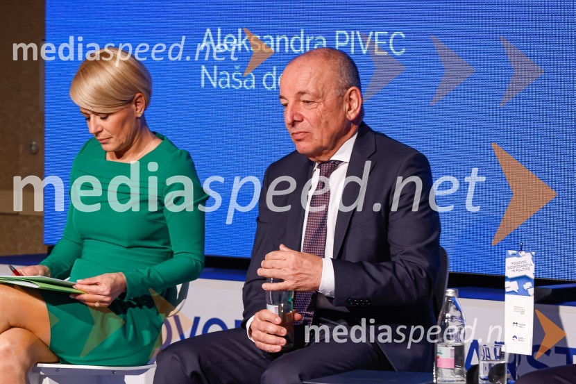 dr. Aleksandra Pivec, stranka Naša dežela, predsednica;  Andrej Šircelj, minister za financeGospodarski krog, Amcham Slovenija