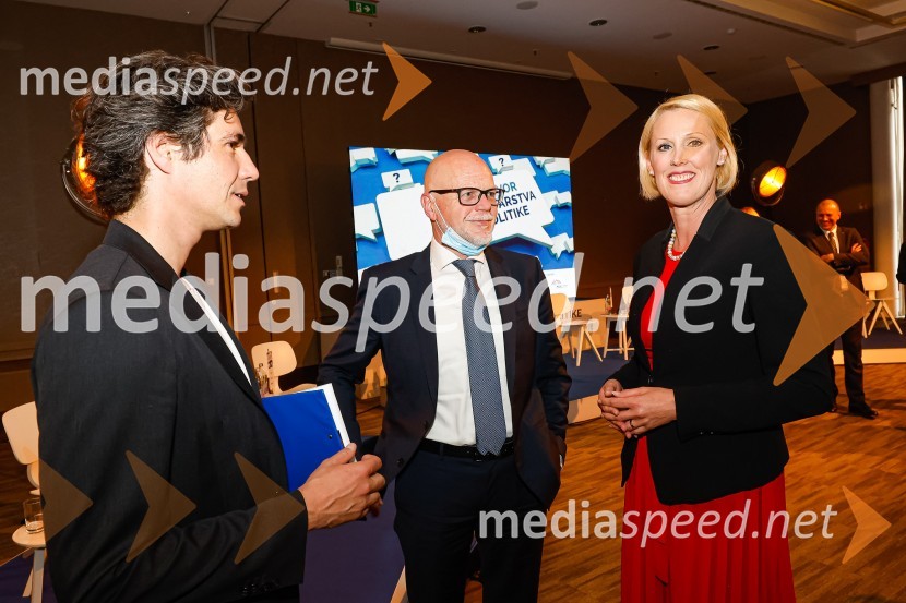  Luka Mesec, poslanec, koordinator Levice;  Dimitrij Zadel, Gibanje Svoboda; dr. Angelika Mlinar, evropska poslanka ALDEGospodarski krog, Amcham Slovenija