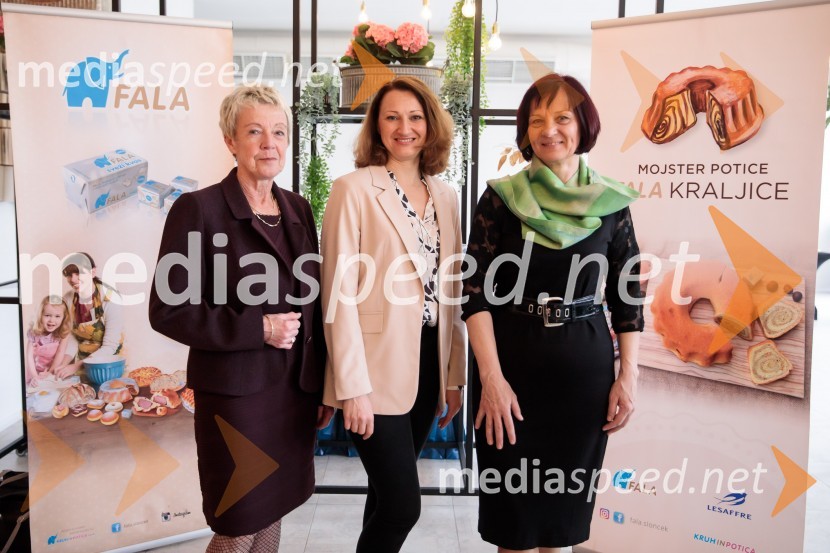 mag. Marlena Skvarča, višja predavateljica za področje prehrane na Oddelku za živilstvo, Biotehniška fakulteta, Univerza v Ljubljan;  Janja Štrumbelj, La Potica;  Mirjam Kavčič, direktorica Lesaffre SlovenijaMojster potice - Fala kraljice 2022