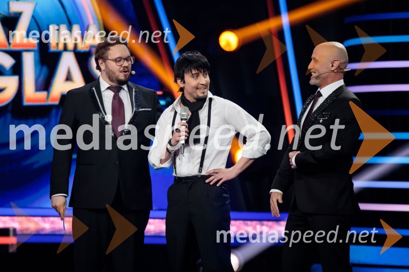  Sašo Stare, stand up komik, voditelj;  Rok Piletič, BQL;  Peter Poles, televizijski voditeljZnan obraz ima svoj glas, 6. oddaja