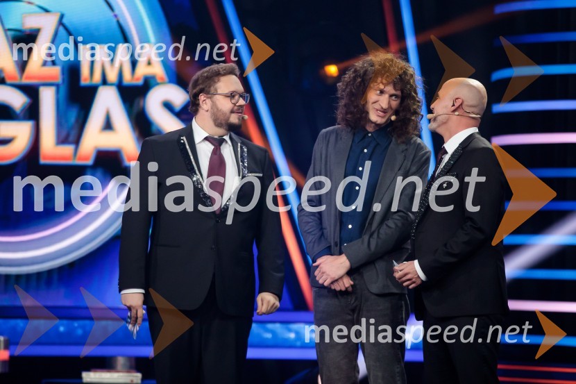  Sašo Stare, stand up komik, voditelj;  Mario Pešić, pevec, skupina The Sticky Licks;  Peter Poles, televizijski voditeljZnan obraz ima svoj glas, 6. oddaja