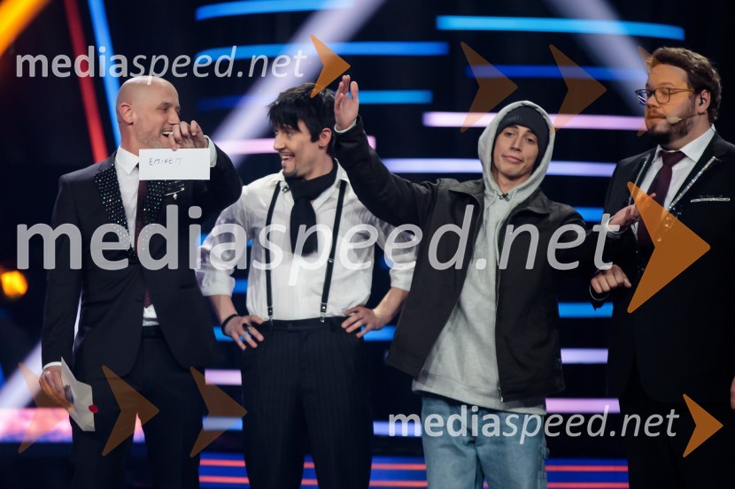  Peter Poles, televizijski voditelj;  Rok Piletič, BQL;  Anej Piletič, BQL;  Sašo Stare, stand up komik, voditeljZnan obraz ima svoj glas, 6. oddaja