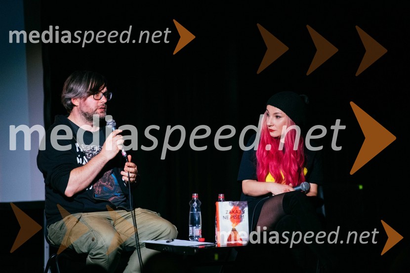  Aljoša Harlamov, urednik Cankarjeve založbe;  Dijana Matković, pisateljica, prevajalka in urednica portala DisenzZakaj ne pišem, predstavitev knjige Dijane Matković