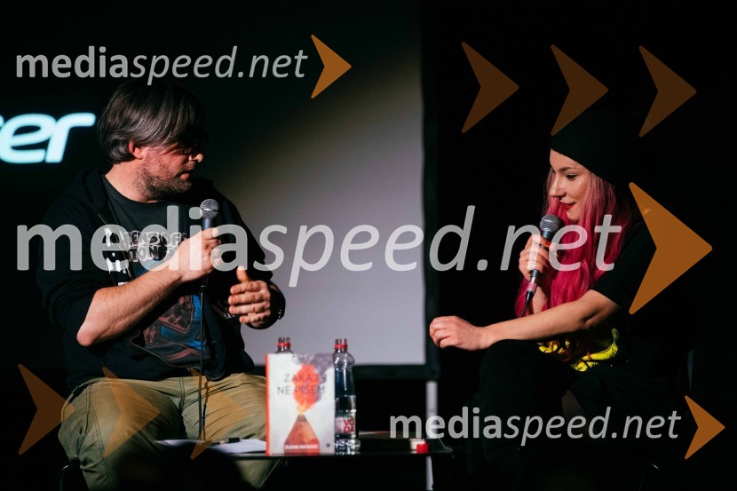  Aljoša Harlamov, urednik Cankarjeve založbe;  Dijana Matković, pisateljica, prevajalka in urednica portala DisenzZakaj ne pišem, predstavitev knjige Dijane Matković