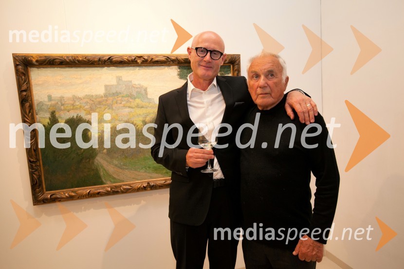  Emil Šarkanj, lastnik Galerije Hest, nekdanji predsednik Rotary kluba Maribor;  France Slana, slikarUmrl je France Slana, slovenski slikar