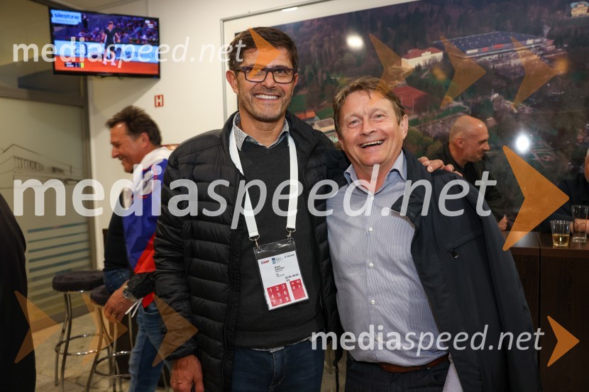  Matjaž Rakovec, predsednik Hokejske zveze Slovenije;  Andrej Kavšek, župan, Občina ČrnomeljSlovenija - Madžarska, hokejska tekma, VIP