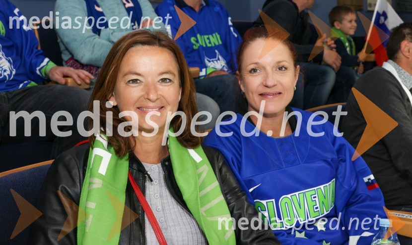  Tanja  Fajon, predsednica stranke SD ;  Urša Manček Rakovec, marketing, RTV SlovenijaSlovenija - Madžarska, hokejska tekma, VIP