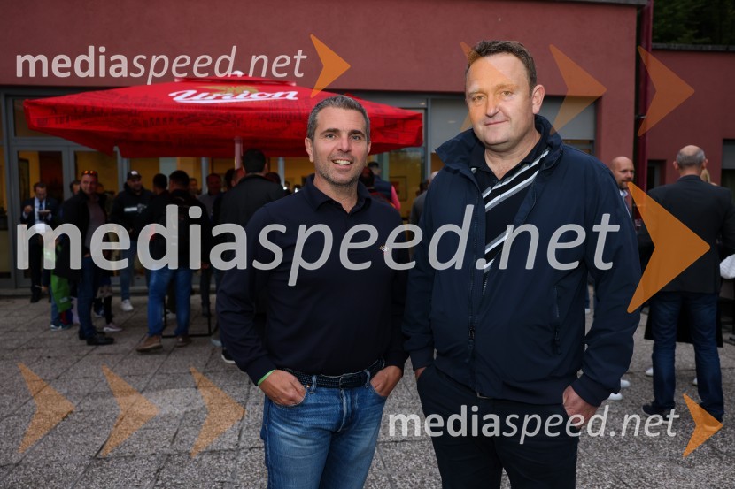  Tomaž Jontes, podpredsednik uprave, Telekom Slovenije;  Dušan Mes, generalni direktor Sovenske železnice d.o.o.Slovenija - Madžarska, hokejska tekma, VIP