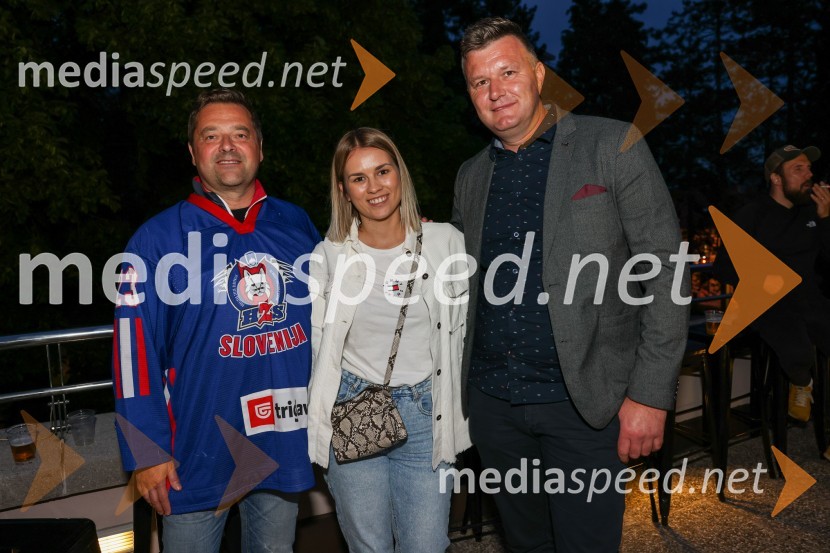  Tim Bajec;  Valentina Bitenc;  Igor BirčakovićSlovenija - Madžarska, hokejska tekma, VIP