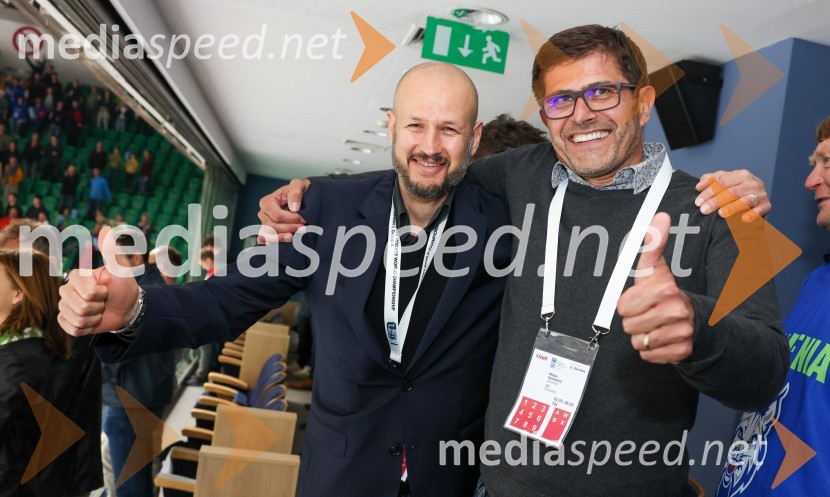  Dejan Kontrec, generalni sekretar, Hokejska zveza Slovenije;  Matjaž Rakovec, predsednik Hokejske zveze SlovenijeSlovenija - Madžarska, hokejska tekma, VIP