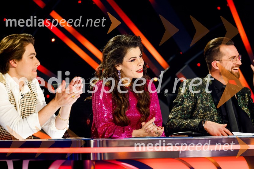  Bojan Cvjetićanin, Joker Out;  Ana Maria Mitić, stand up komičarka;  Andrej Škufca, štirikratni svetovni plesni prvak in plesni sodnikZnan obraz ima svoj glas, 8. oddaja