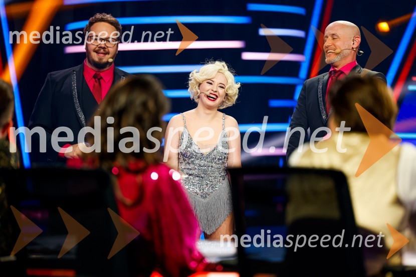  Sašo Stare, stand up komik, voditelj;  Adrijana Kamnik, pevka;  Peter Poles, televizijski voditeljZnan obraz ima svoj glas, 8. oddaja