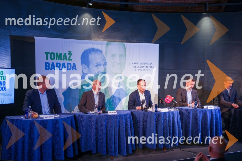  Matej Erjavec, predsednik, Košarkarska Zveza Slovenije;  Miroslav Cerar, nekdanji gimnastičar, predsednik Odbora za podeljevanje Bloudkovih priznanj;  Tomaž Barada, taekwondoist in kickbokser, predsednik Športne zveze Maribor, predsednik Športne zveze Maribor, podpredsednik Olimpijskega komiteja Slovenije;  Matej Planko, Planinska zveza SlovenijeTomaž Barada napovedal kandidaturo za predsednika OKS