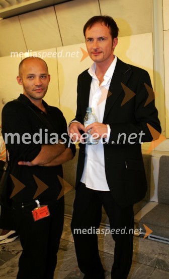 Zoran Garevski, modni stilist in Rudolf Gas, pevecMiss Slovenije 2005, finale