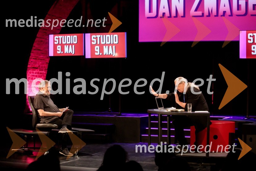 dr. Slavoj Žižek, filozof; mag. Marcel Štefančič ml., filmski kritik, publicist in TV voditeljDan zmage z Marcelom Štefančičem Jr