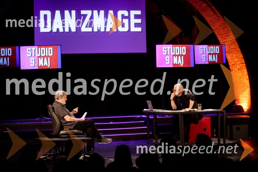 dr. Slavoj Žižek, filozof; mag. Marcel Štefančič ml., filmski kritik, publicist in TV voditeljDan zmage z Marcelom Štefančičem Jr