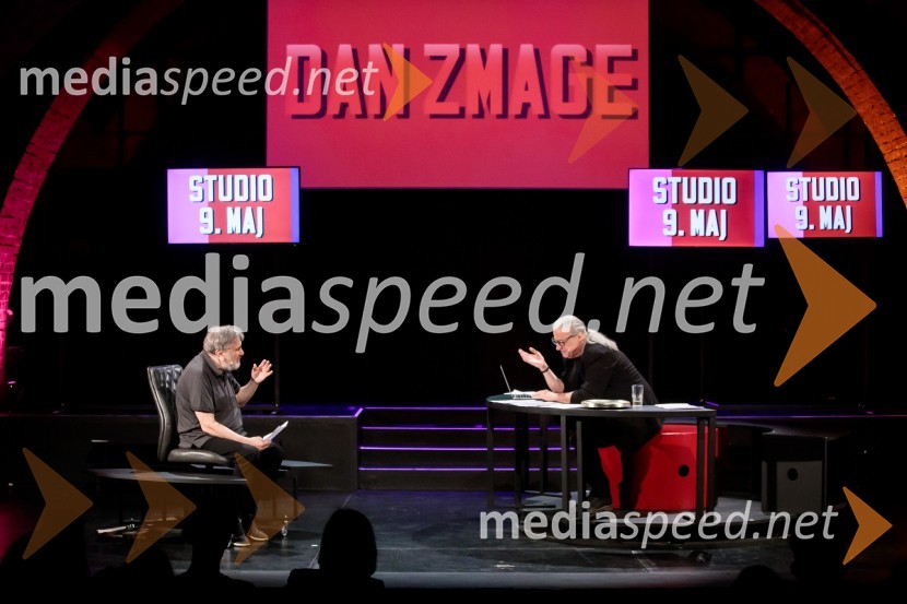 dr. Slavoj Žižek, filozof; mag. Marcel Štefančič ml., filmski kritik, publicist in TV voditeljDan zmage z Marcelom Štefančičem Jr