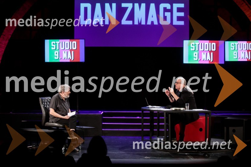 dr. Slavoj Žižek, filozof; mag. Marcel Štefančič ml., filmski kritik, publicist in TV voditeljDan zmage z Marcelom Štefančičem Jr