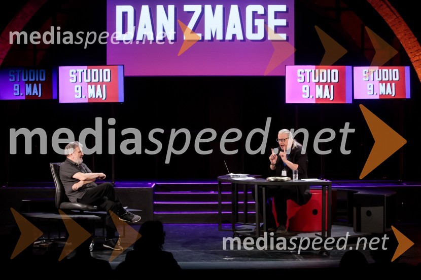 dr. Slavoj Žižek, filozof; mag. Marcel Štefančič ml., filmski kritik, publicist in TV voditeljDan zmage z Marcelom Štefančičem Jr