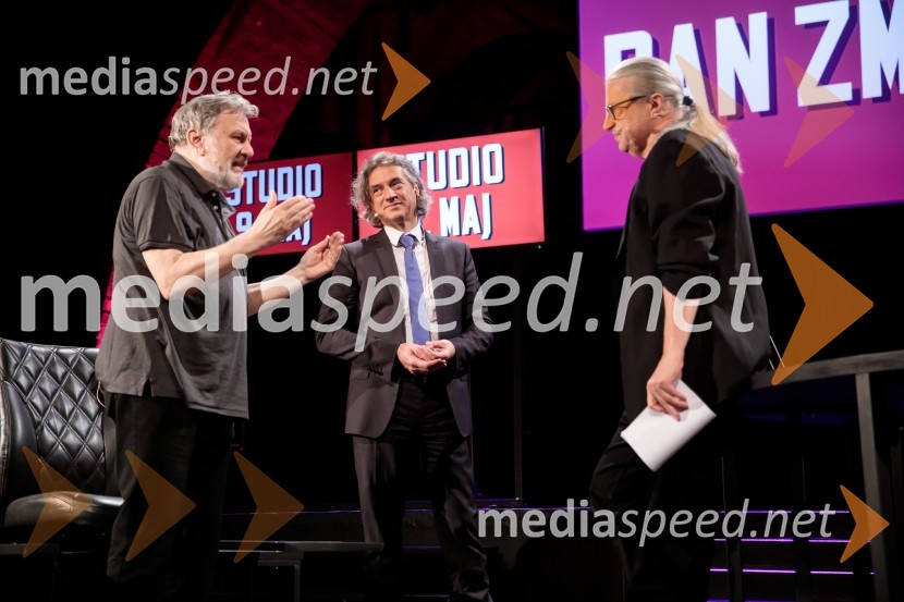 dr. Slavoj Žižek, filozof;  Robert Golob, predsednik stranke Gibanje Svoboda; mag. Marcel Štefančič ml., filmski kritik, publicist in TV voditeljDan zmage z Marcelom Štefančičem Jr