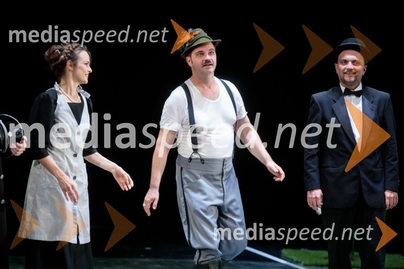  Tina Vrbnjak, igralka;  Jurij  Zrnec, igralec;  Joži Šalej, glasbenikVeliki diktator, premiera drame