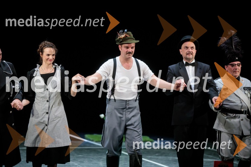  Tina Vrbnjak, igralka;  Jurij  Zrnec, igralec;  Joži Šalej, glasbenik;  Bojan Emeršič, igralecVeliki diktator, premiera drame