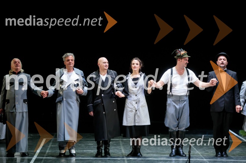  Vojko Zidar, igralec;  Valter Dragan, igralec;  Boris Mihalj, igralec;  Tina Vrbnjak, igralka;  Jurij  Zrnec, igralec;  Joži Šalej, glasbenikVeliki diktator, premiera drame