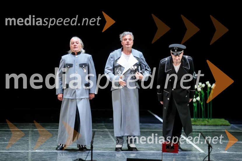  Vojko Zidar, igralec;  Valter Dragan, igralec;  Boris Mihalj, igralecVeliki diktator, premiera drame